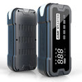 CY53 model black automotive jump starter power bank with built-in air compressor, LCD screen, and LED lights