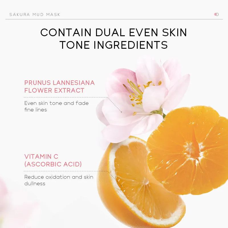 30g cherry blossom mud mask jar for cleansing, hydrating and moisturising facial treatment