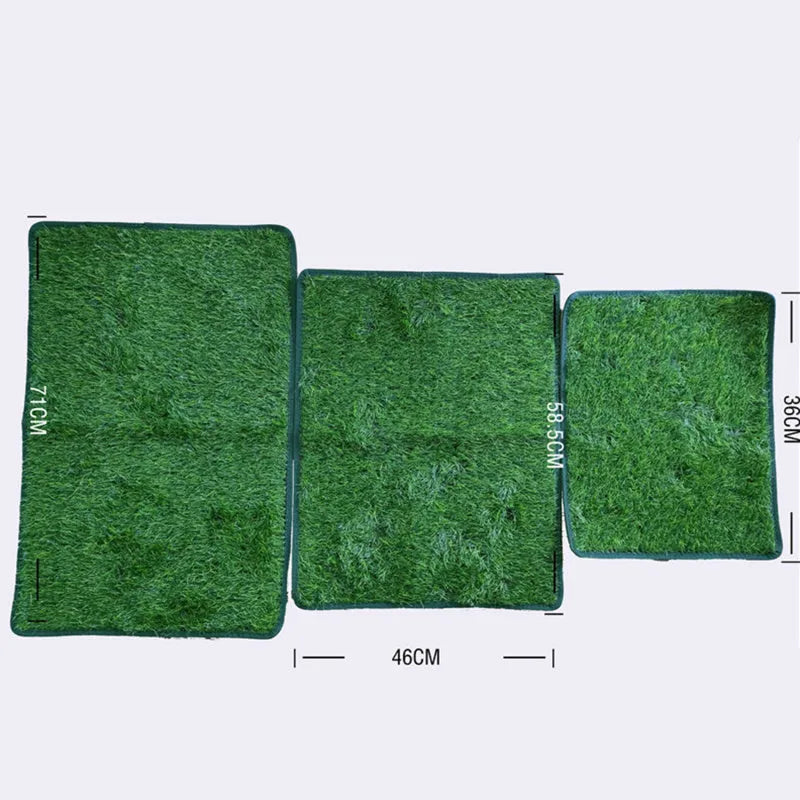 Green dog grass pee pad with realistic texture and drainage holes