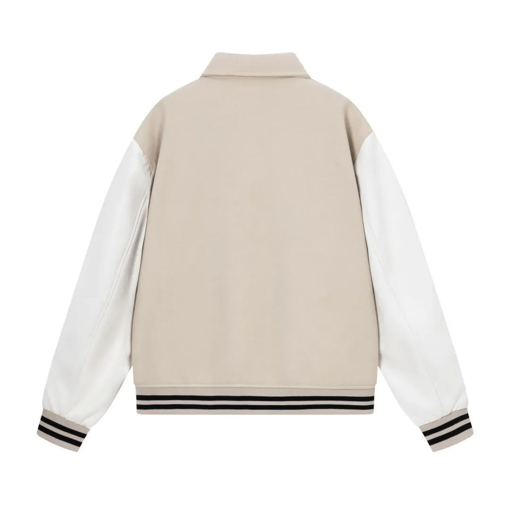 Women's woolen jacket with bone embroidery stitching in apricot colour for autumn winter wear
