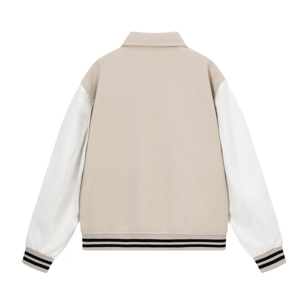 Women's woolen jacket with bone embroidery stitching in apricot colour for autumn winter wear