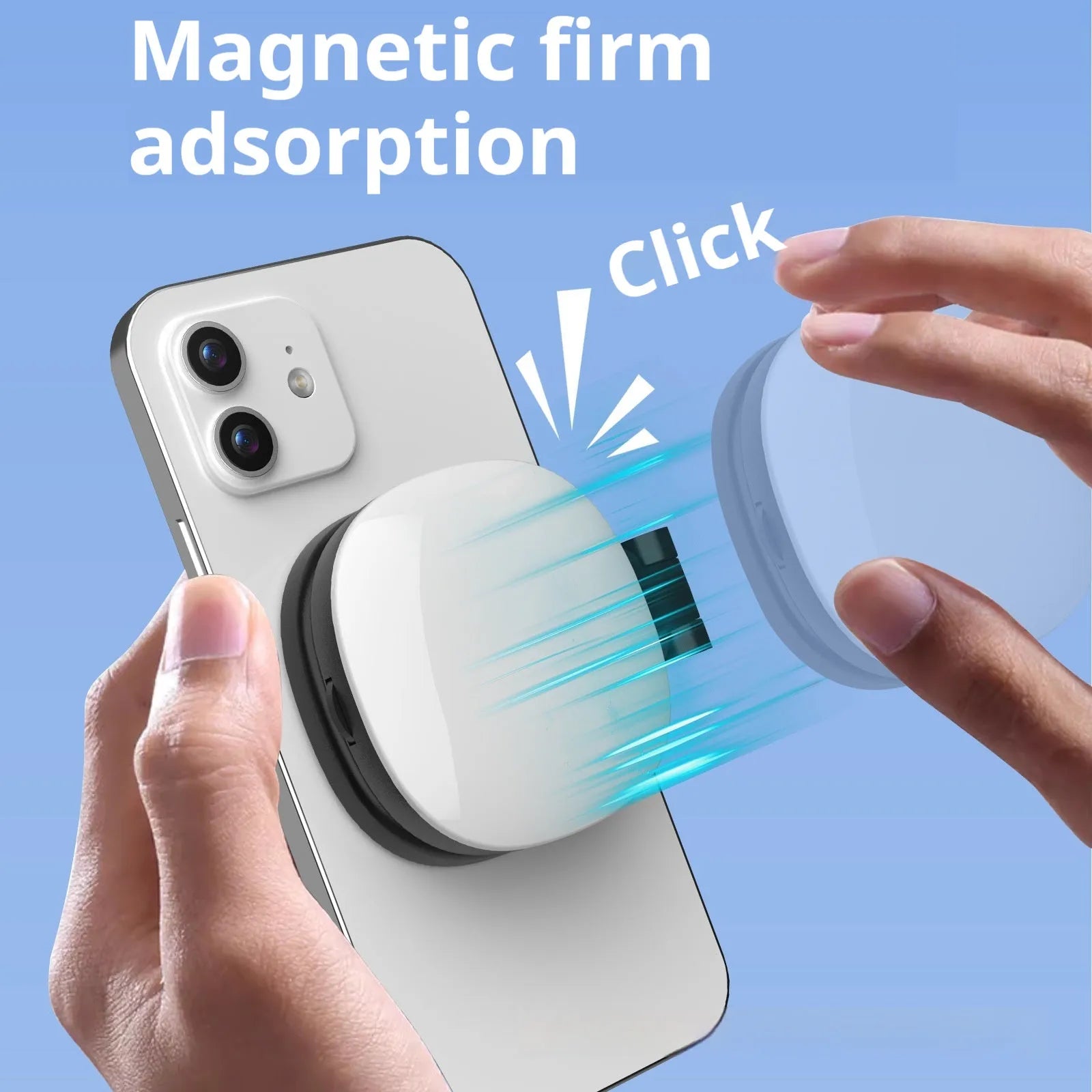 Black and white mobile phone magnetic selfie fill light with three-colour temperature mini portable makeup mirror