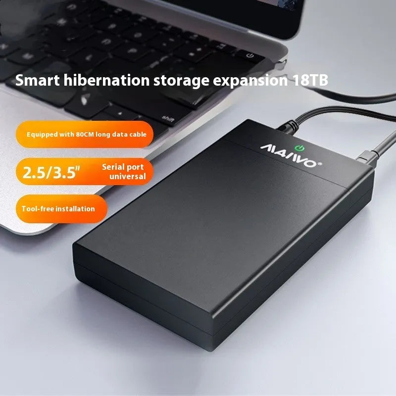 USB 3.0 SATA hard drive enclosure for 3.5-inch drives with slide cover design
