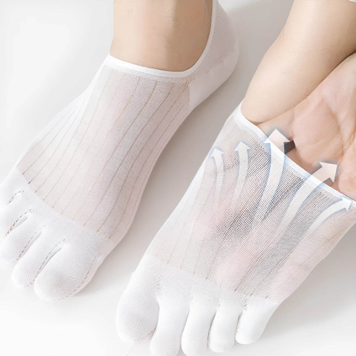 Modal five-finger ultra-thin breathable boat socks in solid colour, free size, invisible low-cut design for spring summer