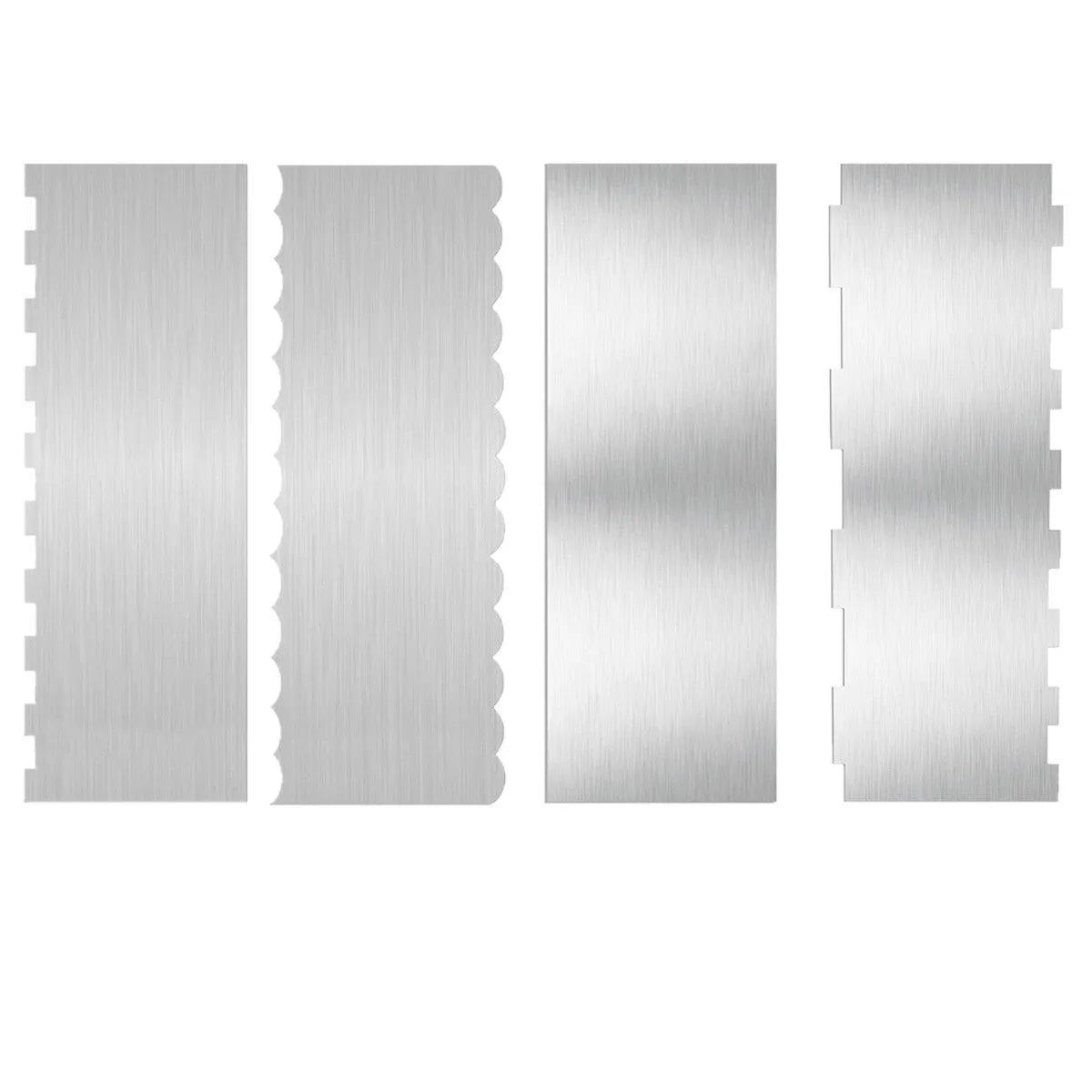 Stainless steel cream scraper cake decorating tool with six polygon pattern designs