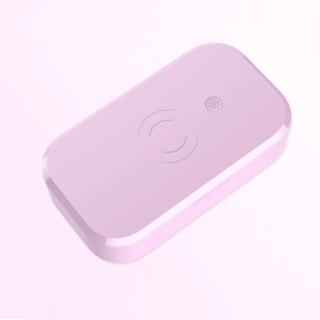 Ivory white ultraviolet disinfection box with wireless charging for mobile phones and beauty tools