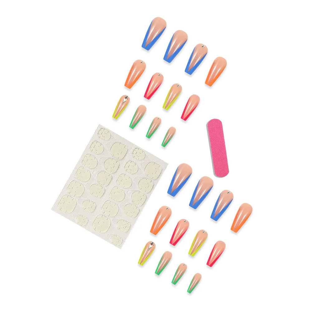 BKS3037 diamond colour French artificial nail tips with cartoon love Cross Heart pattern decoration