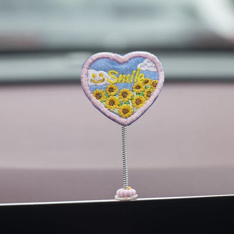 PVC cartoon duckling car decoration set with six small ducks and one hello welcome sign.