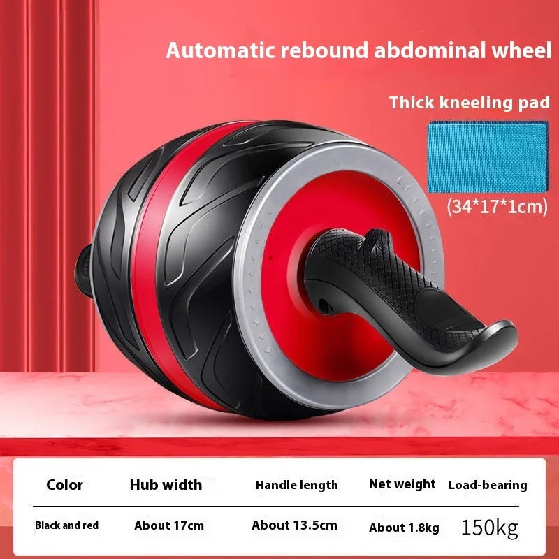 Intelligent four-wheel abdominal wheel with automatic rebound handles and elbow support pads in orange