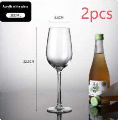 Clear acrylic wine glass with modern design for party catering, available in 550ml and 300ml capacities