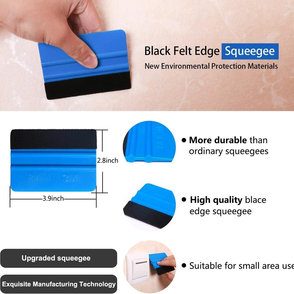 12-piece plastic car film smoothing tool set with squeegee and T-bar for window tinting.