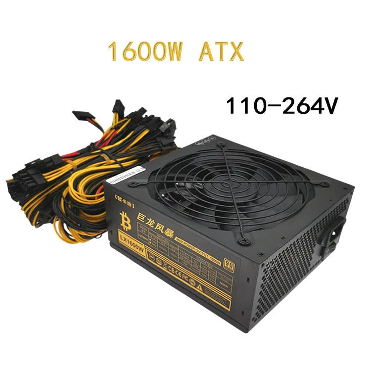 Black 110V server power supply unit with multiple cable connectors for AMD CPU systems.