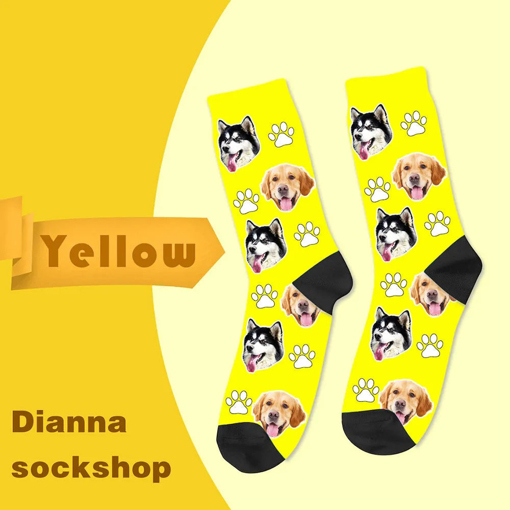 Personalised mid-calf tube socks with custom graphic printing in multiple colours