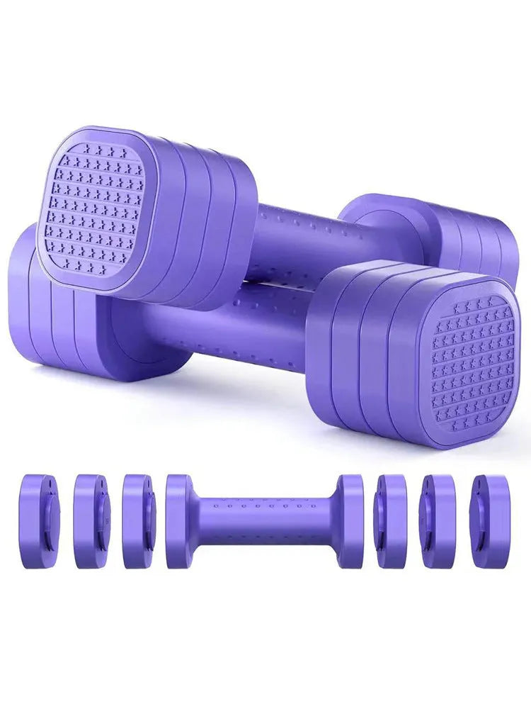 Detachable pink dumbbells with slimming body device design for women's fitness and body shaping workouts