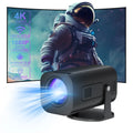 P330 portable mini projector in black or white colour with remote control on a table.