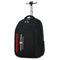 Black 18-inch nylon business backpack trolley bag with letter pattern lining and shoulder straps