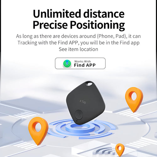 Circular Bluetooth anti-lost tracker device in black colour with key ring attachment