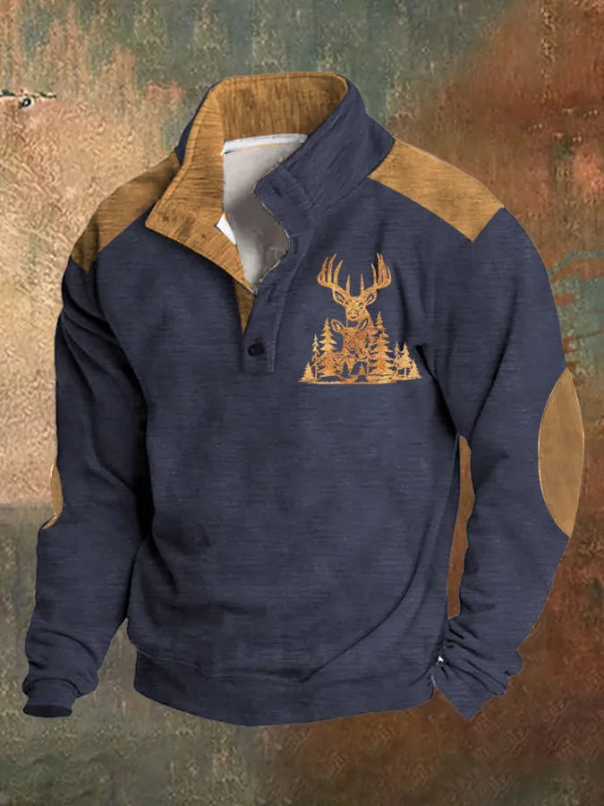 3D digital printing loose fit four-button long-sleeved polyester sweater in multiple colour options