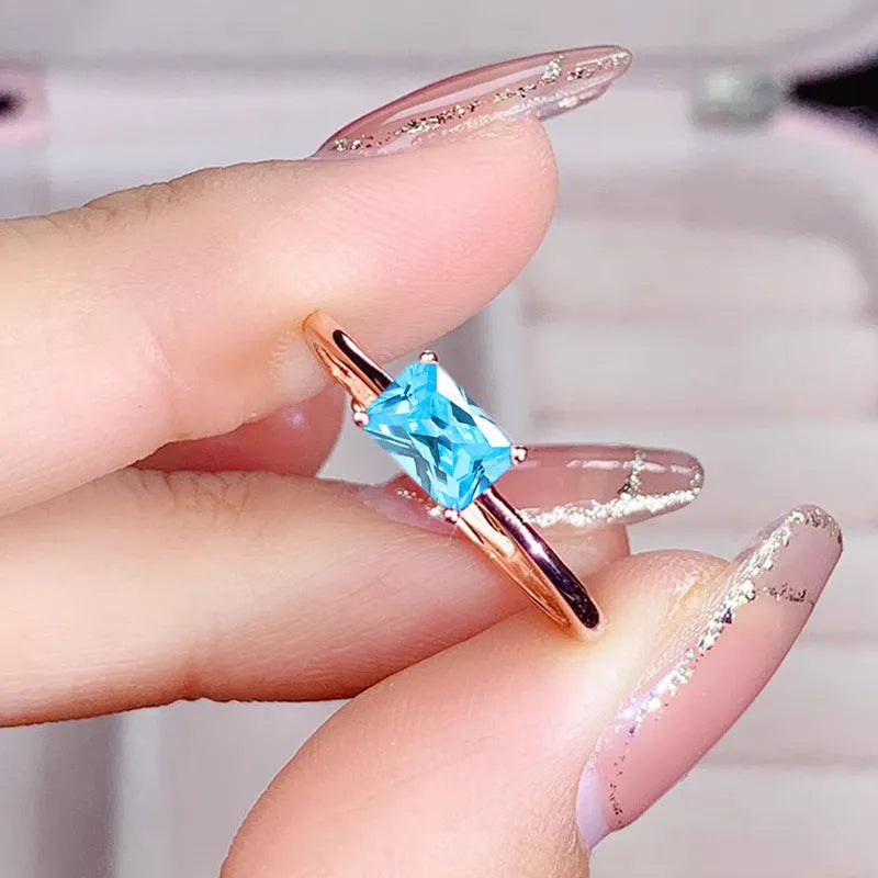 Sapphire blue zircon geometric bracelet ring with oval and heart elements on copper