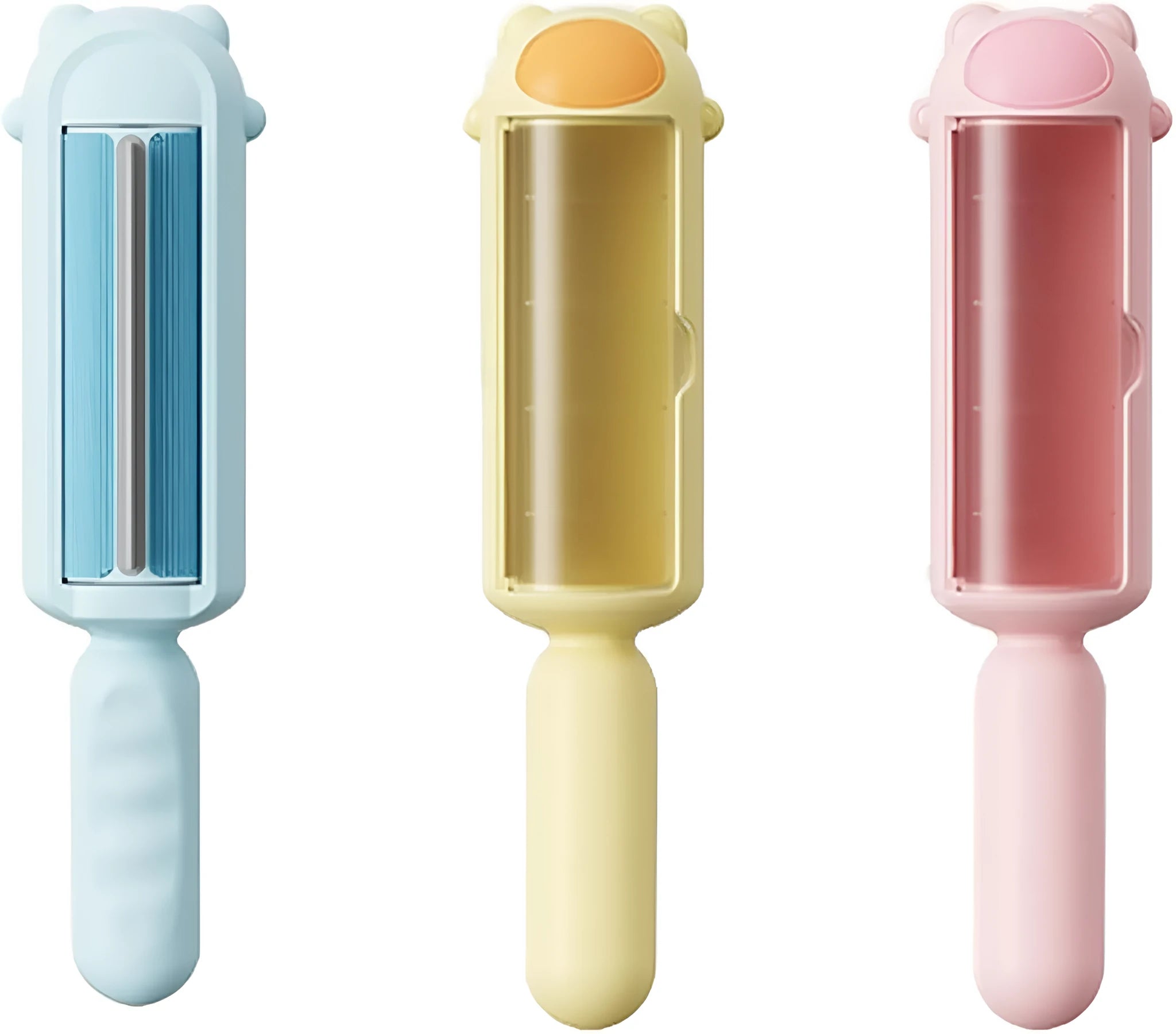 Reusable pet hair remover roller in blue, pink or yellow for furniture and car seats
