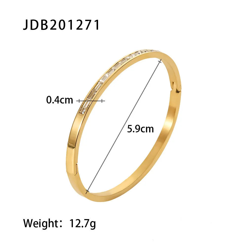 Stainless steel zircon bracelet with electroplated finish in colour JDB201271, European American style