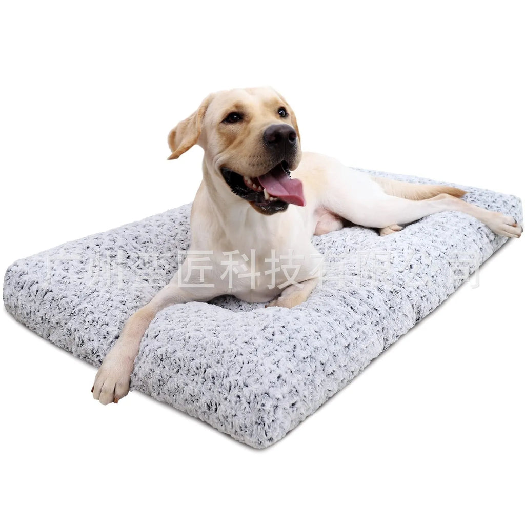 Light gray embossed velvet dog bed for small medium large dogs and cats