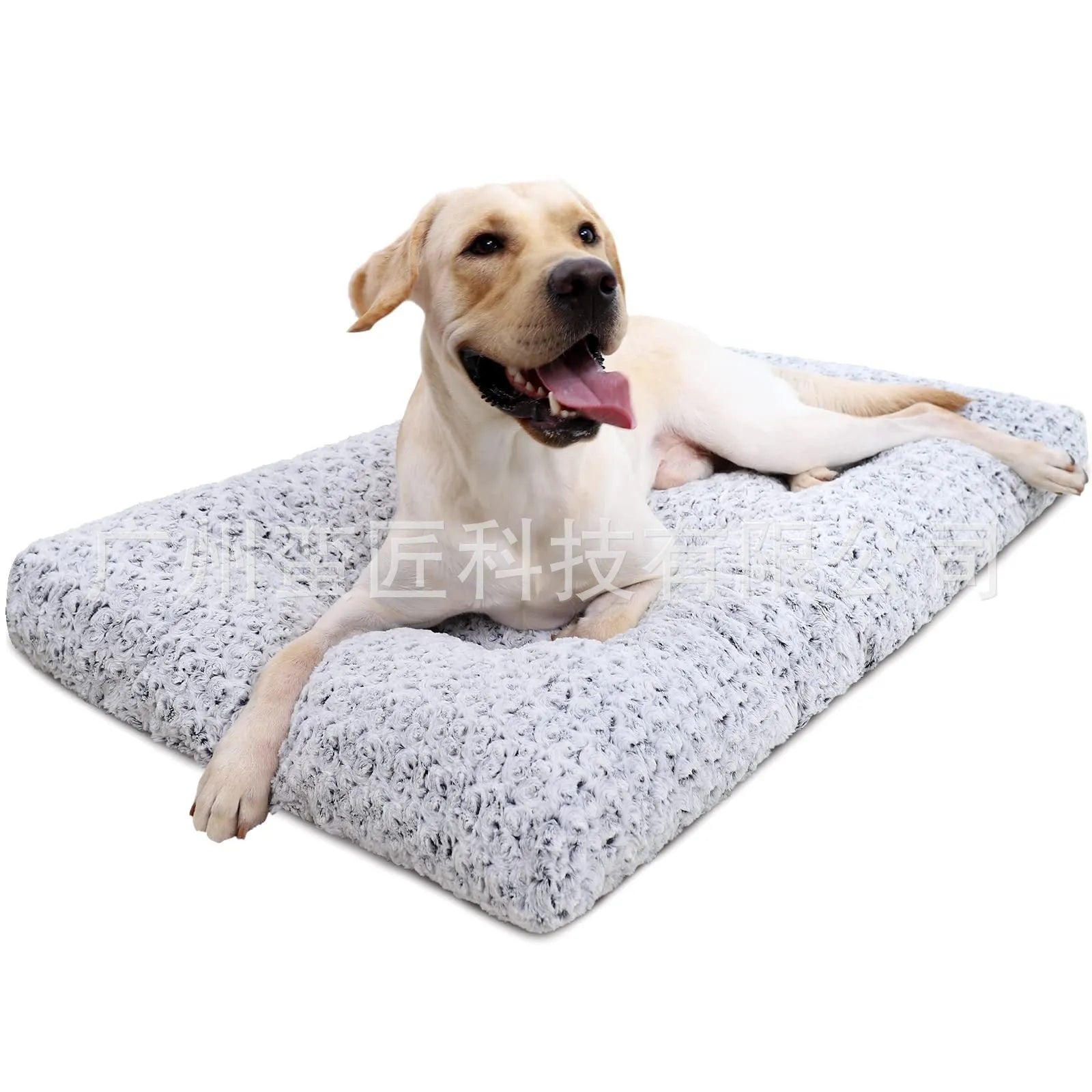 Light gray embossed velvet dog bed for small medium large dogs and cats