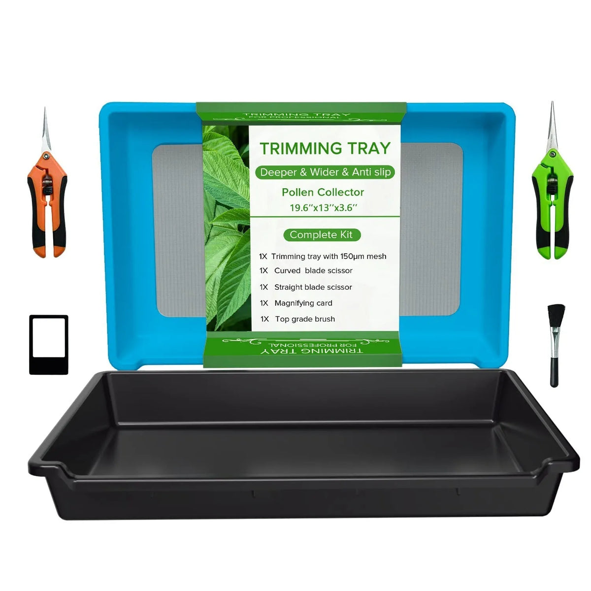 Shallow cut flower pollen tray in plastic and stainless steel for farm use, available in six colours