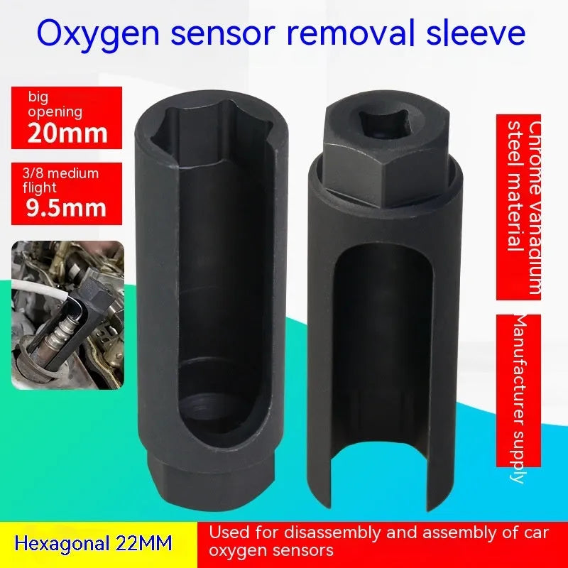 Black chromium vanadium steel 22mm oxygen sensor removal socket sleeve tool