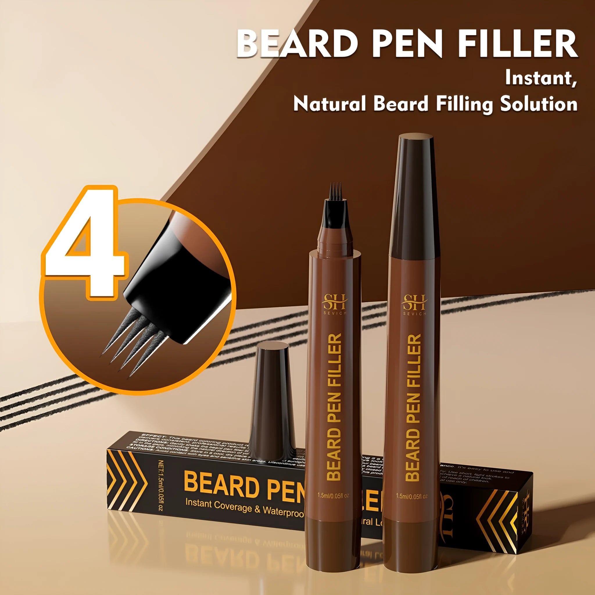 Men's sweatproof eyebrow pencil in black and dark brown for beard and hairline grooming