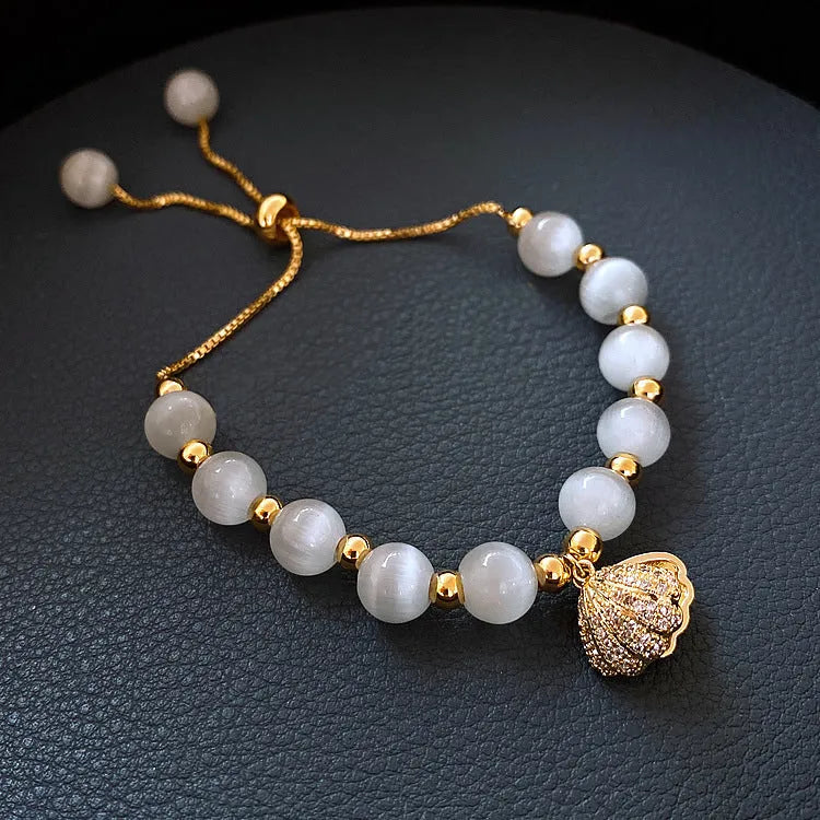 Baroque freshwater pearl bracelet with zircon accents geometric design women's gold colour