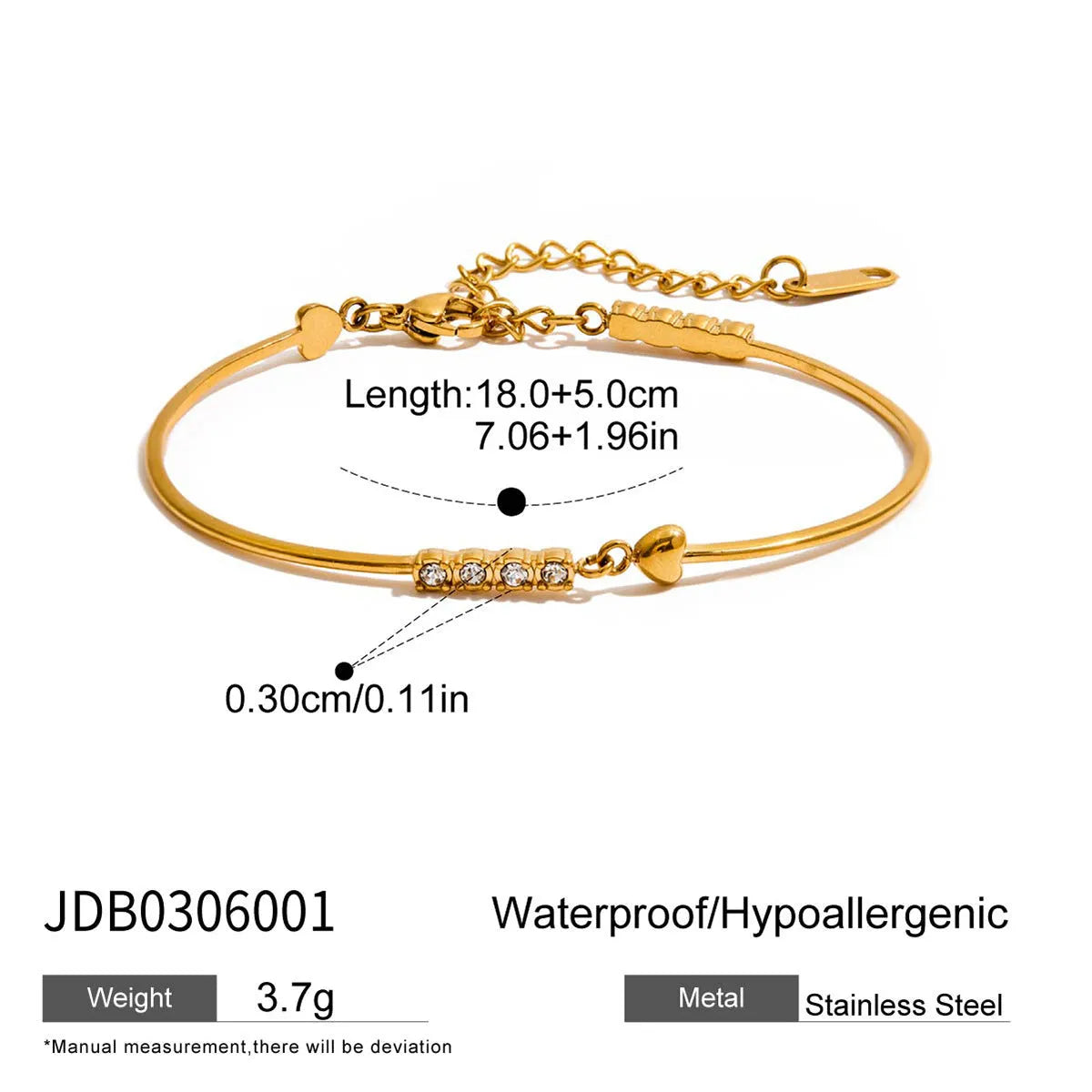Stainless steel geometric drip oil love bracelet for women electroplated finish
