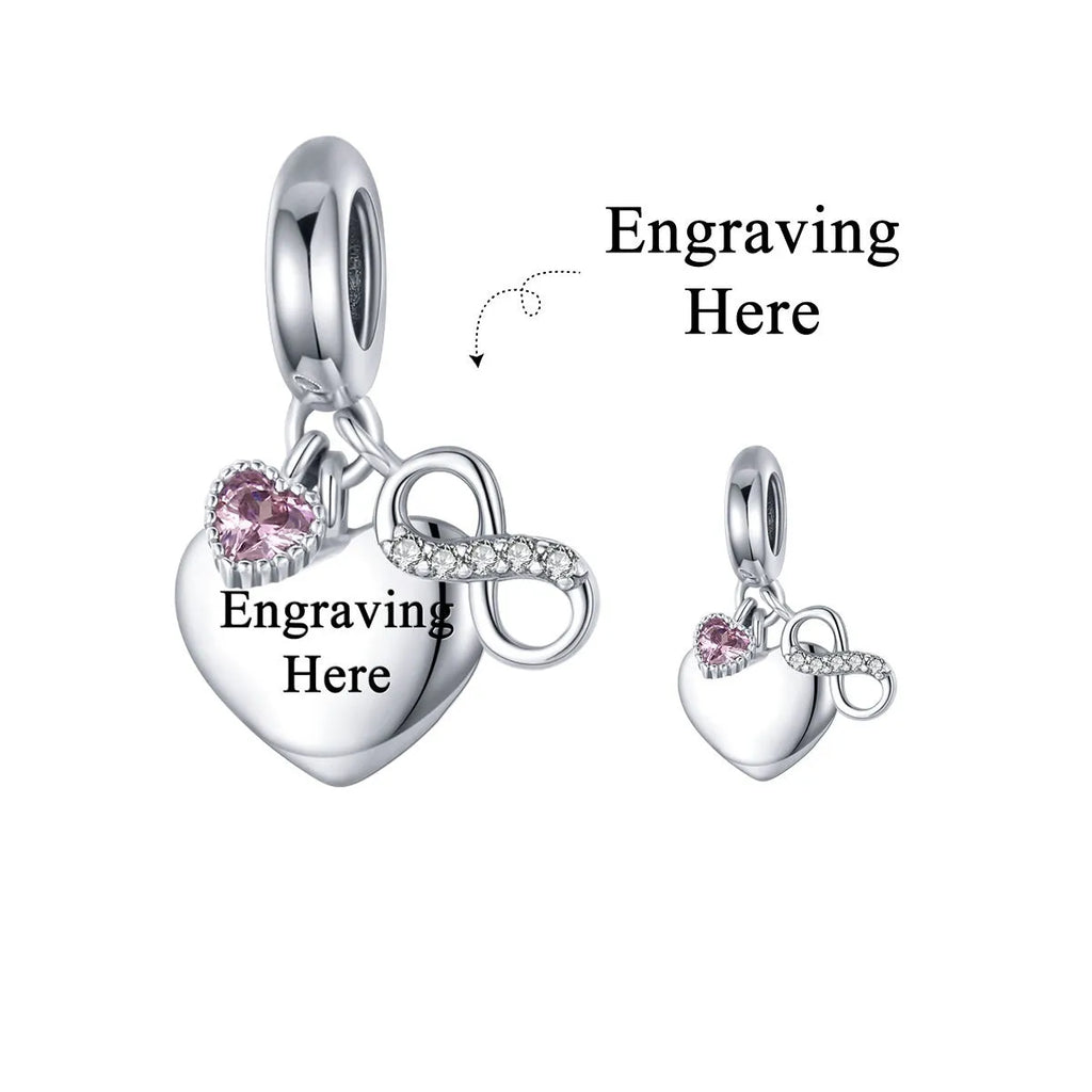 Engravable 925 silver Endless Love pendant loose bead for DIY bracelet in silver colour