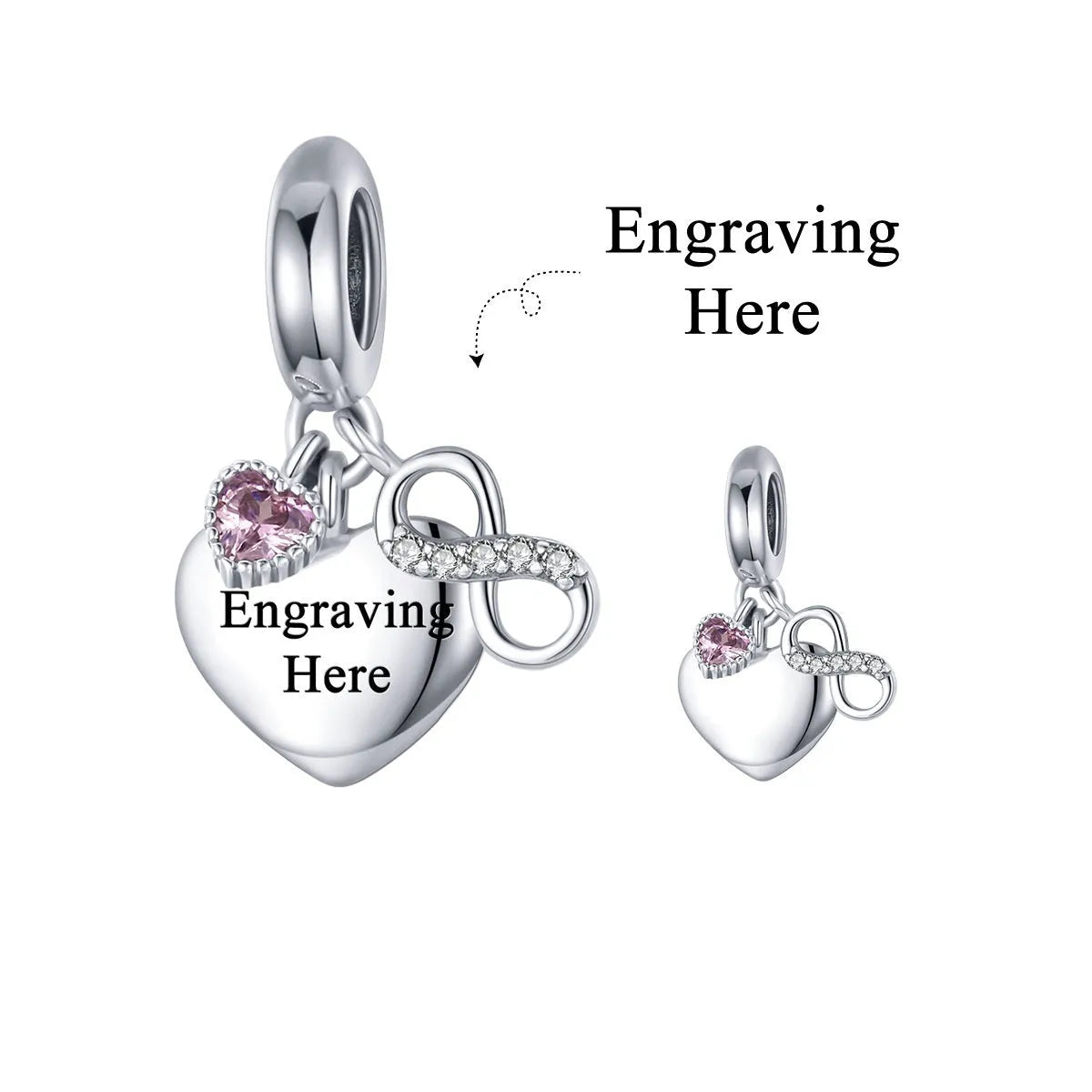 Engravable 925 silver Endless Love pendant loose bead for DIY bracelet in silver colour