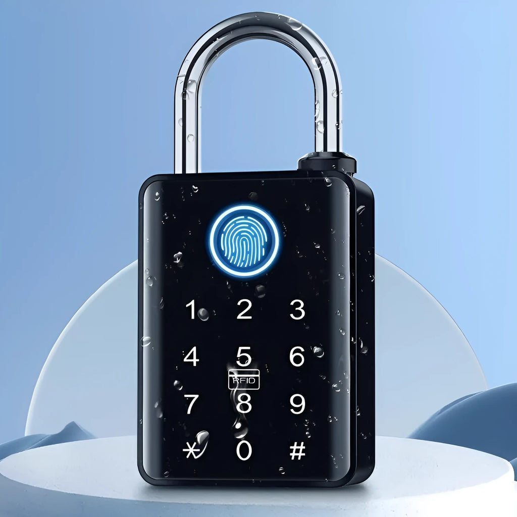 Control fingerprint large padlock with metal beam for warehouse courtyard box truck outdoor use