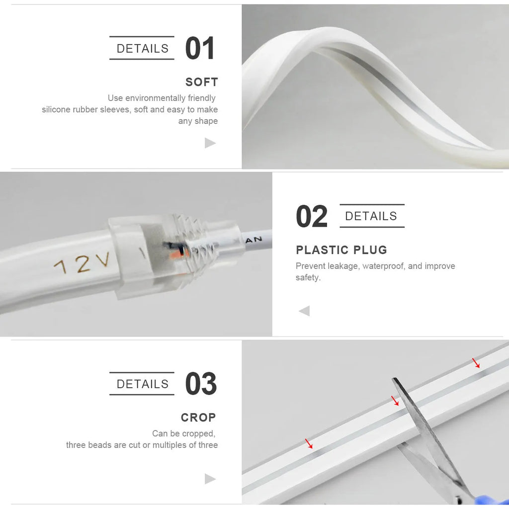 Smart WiFi LED neon strip in blue with smartphone control app interface