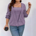 Women's solid colour rib fabric false two-piece suit with V-neck and long sleeves.