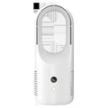 X28 bladeless desk fan showing LED display and 360-degree vent, with USB charging cable.