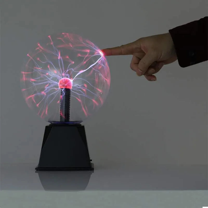 USB voice control electrostatic ball plasma magic small night lamp in geometric stereo design, 100x140mm, with built-in battery