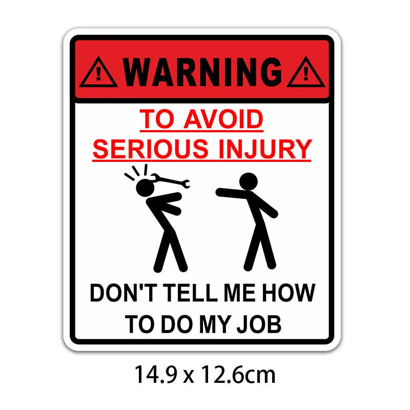 14.9cm by 12.6cm rectangular car glass warning sticker with adhesive backing for safety application