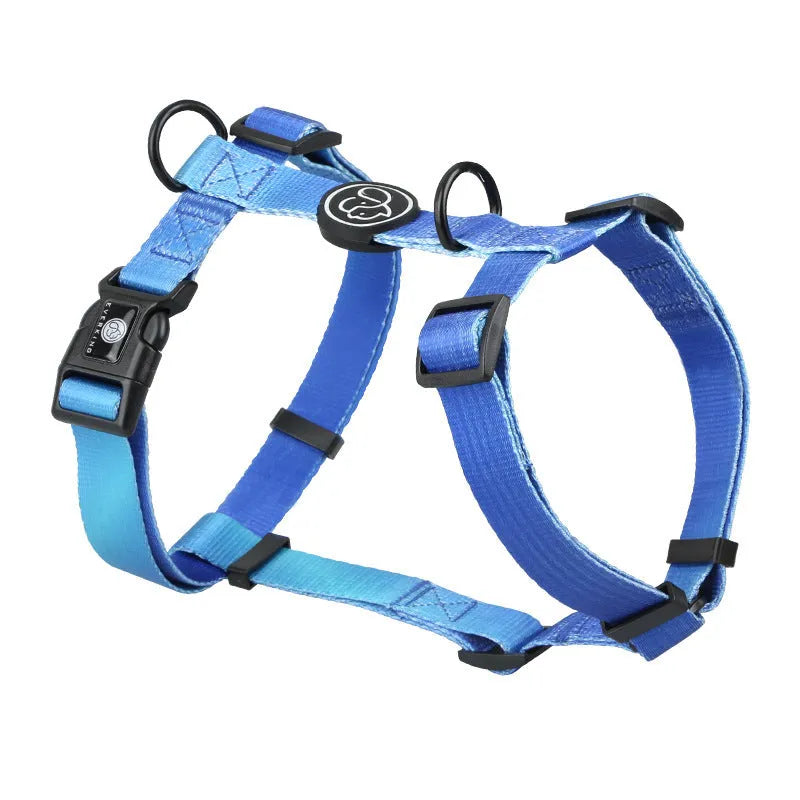 Gradient colour polyester dog chest strap harness in Purple Charm style with white background