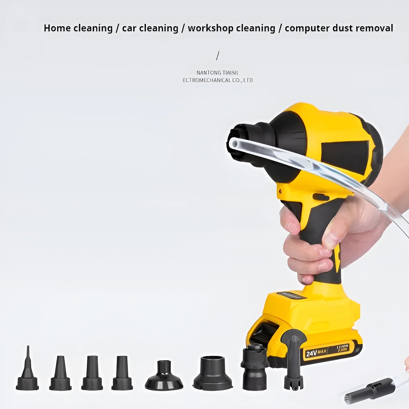Yellow handheld rechargeable lithium battery dust gun for office and household cleaning