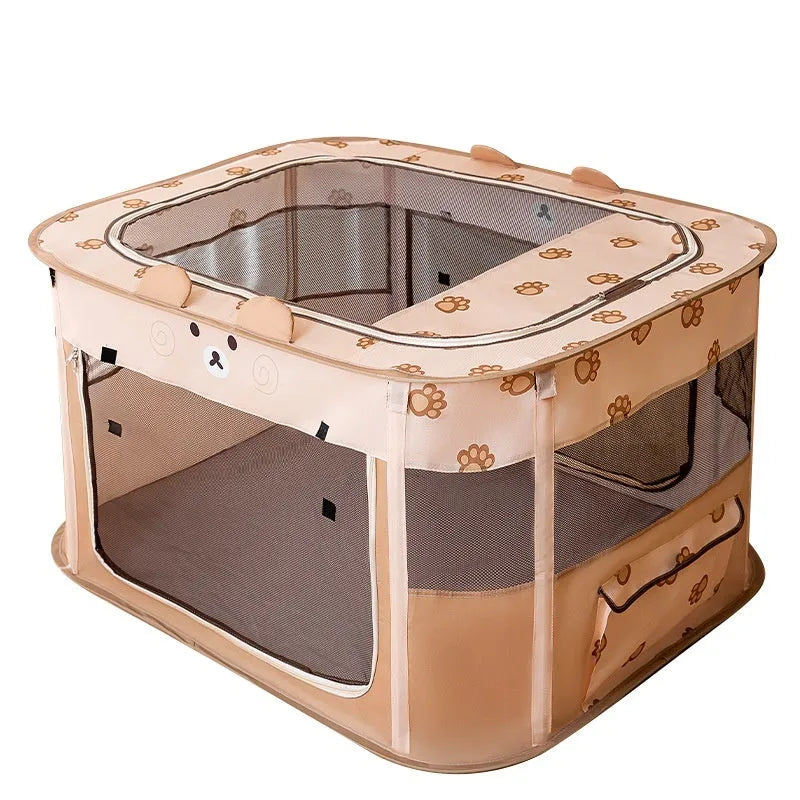 Foldable cat nest tent in brown bear colour, Oxford cloth, for indoor cat rest