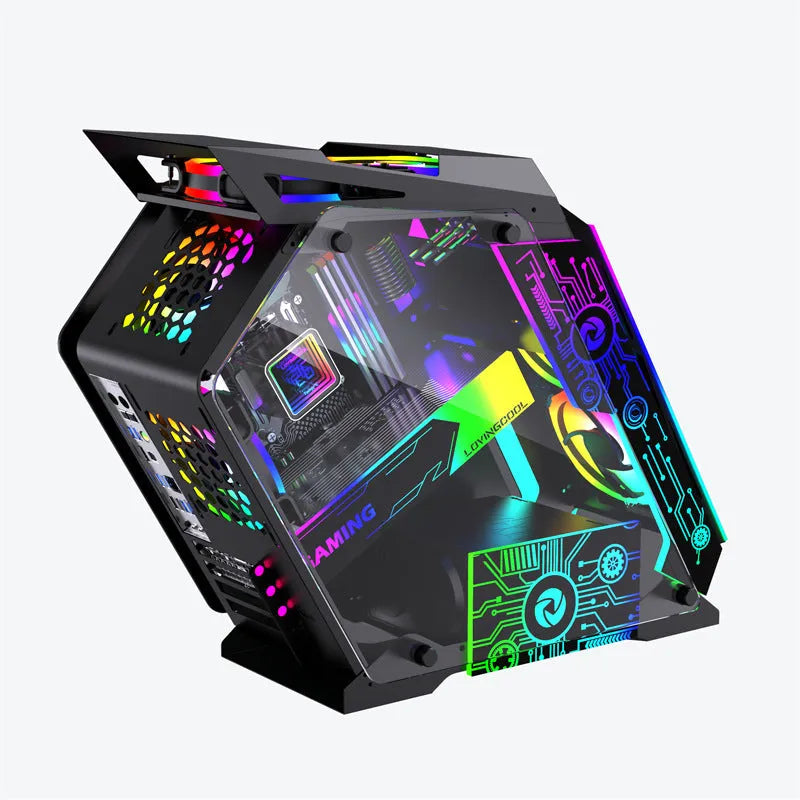 Table-type box SECC board 58.5x50x22 cm small coffee black bare metal chassis for e-sports internet cafe