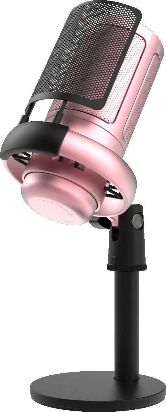 Condenser microphone with RGB lighting in black, white, or pink colours with USB cable