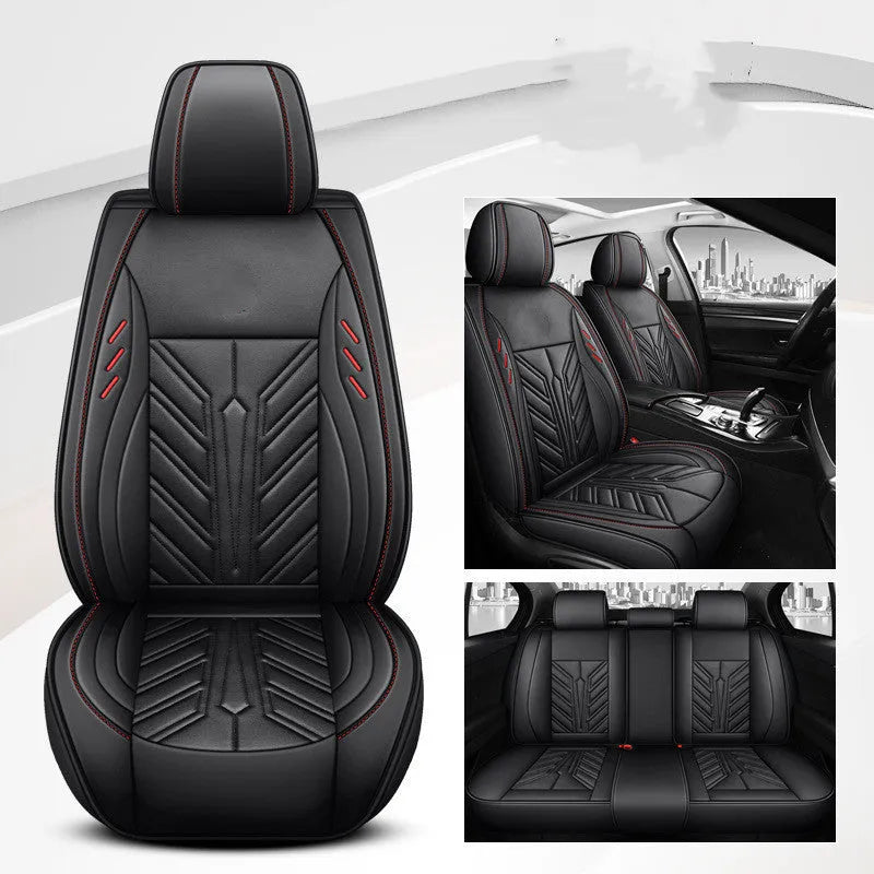 Full-leather car seat cushion with contrast stitching in multiple colour options