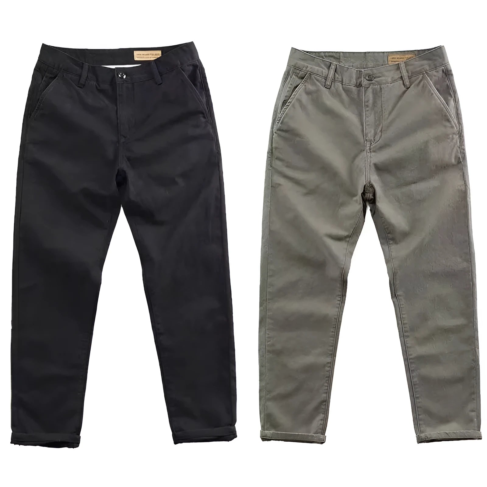 Men's slim fit casual trousers in grey with a straight leg design, made from a micro-elastic fabric blend.