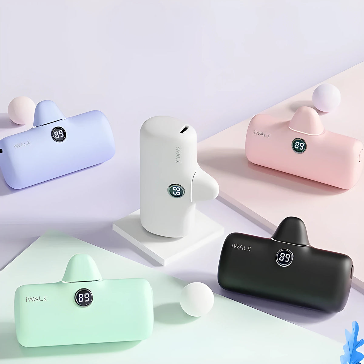 Mini lipstick portable power pack with 4800mAh battery and PD fast charging in white colour