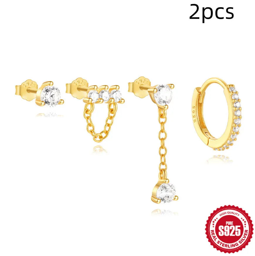 S925 sterling silver clover petal earrings with geometric design in gold electroplated finishes