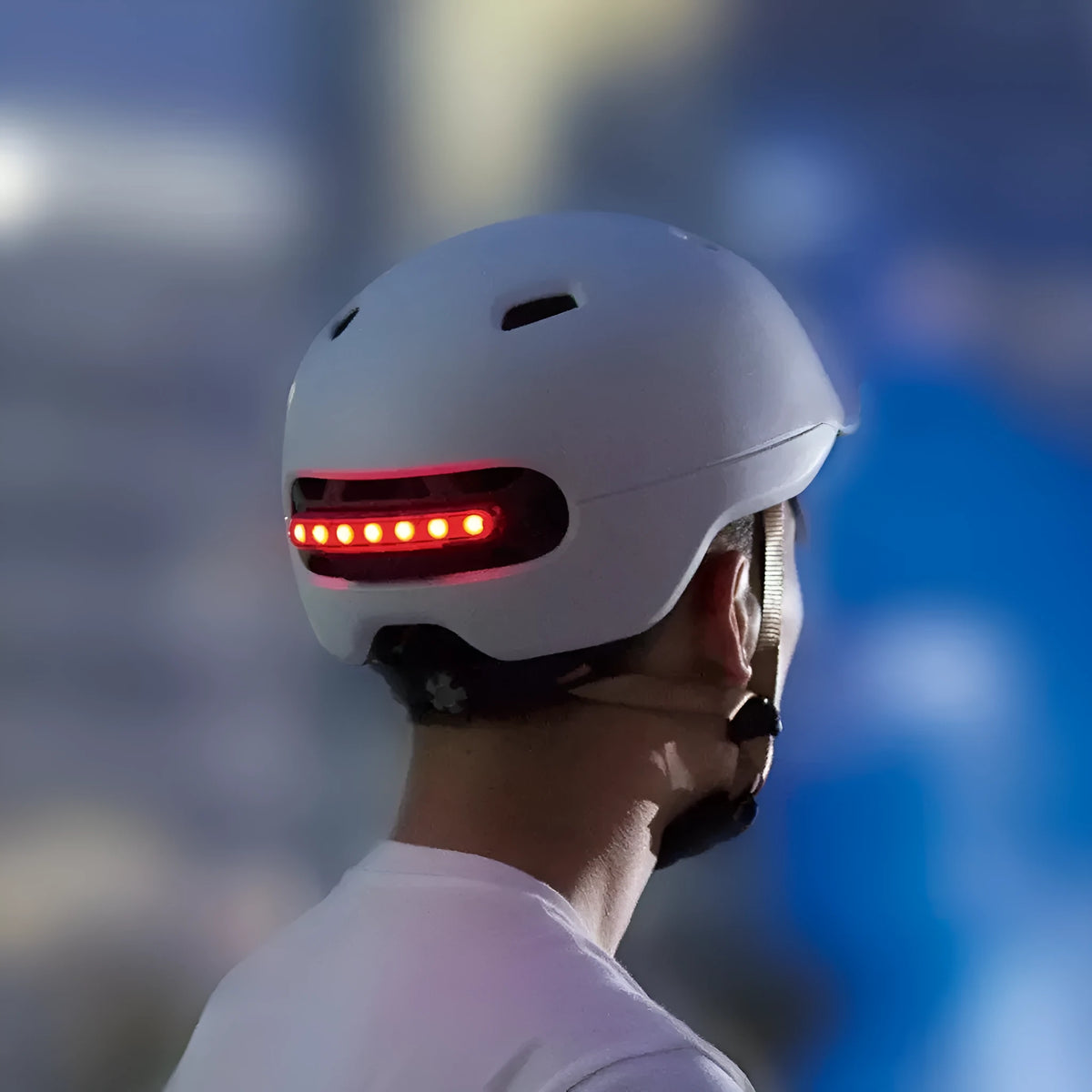 Urban Light Riding Intelligent Helmet in white, EPS PC construction, available in M and L sizes